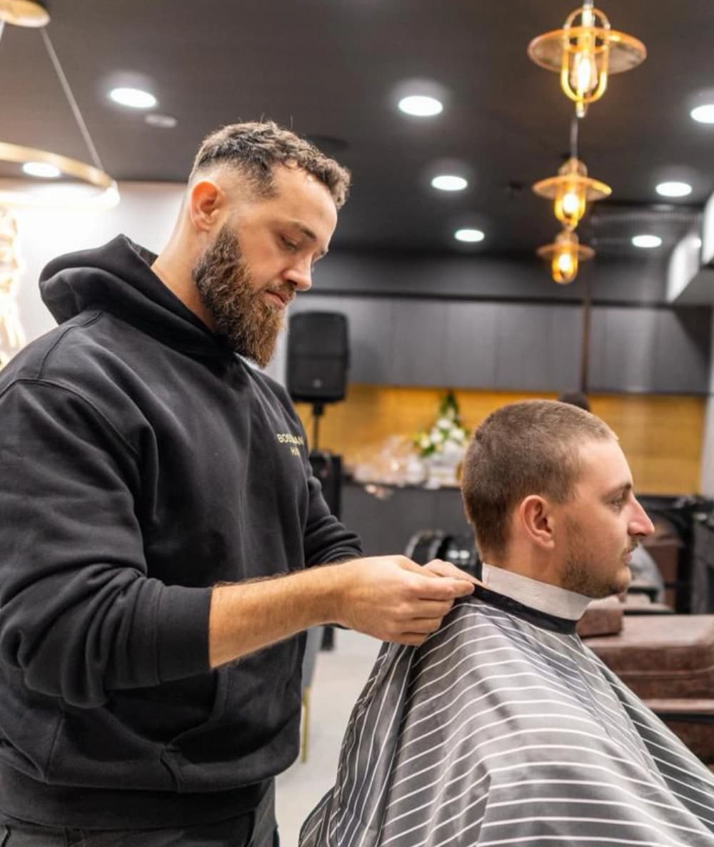 Barber working