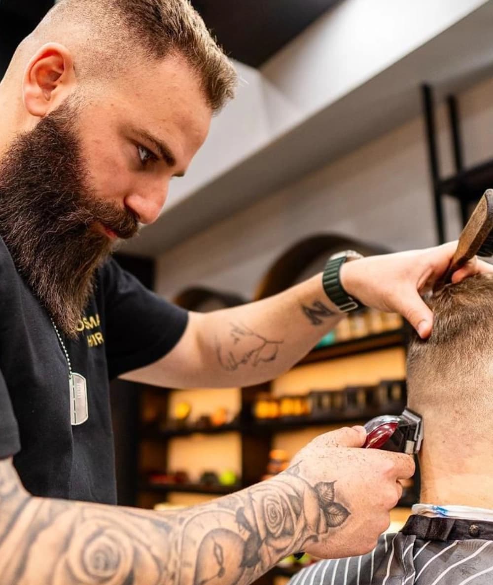 Barber working
